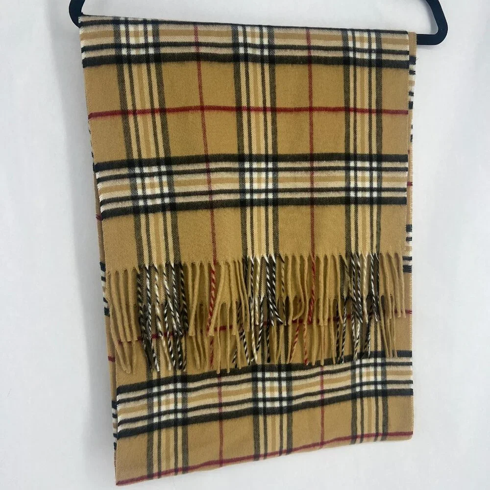 Fraas Scarf - Cashmink | Tan Plaid Scarf